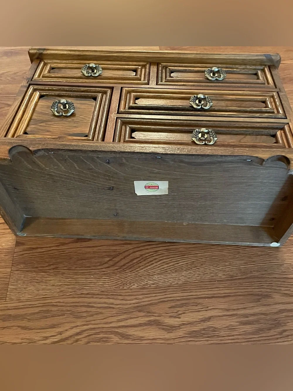 Vintage Wooden Dresser Style Jewelry Box Lift Top Japan 14x6x9